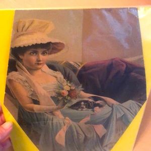 Vintage Victorian Lady Lounging with Dog Print